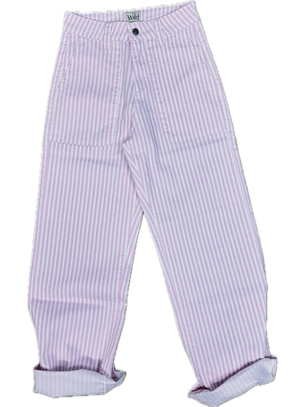 Pantalone righe rosa